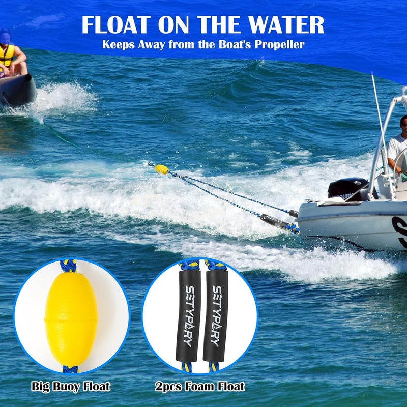 SETYPARY Boat Tow Harness for Tubing, Self Centering Tow Harness for 1-4 Riders Towable Tubes, Floating Boat Tow Rope for Watersports - Image 5